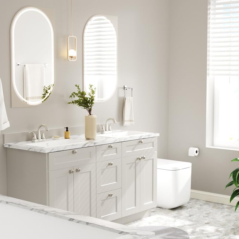 Bathroom Hardware Set 3 Piece Brushed Nickel/Brushed Gold Bathroom Accessories Set Including 24" Hand Towel Bars, Toilet Paper Holders, Towel Rings(3pcs, Brushed Nickel)
