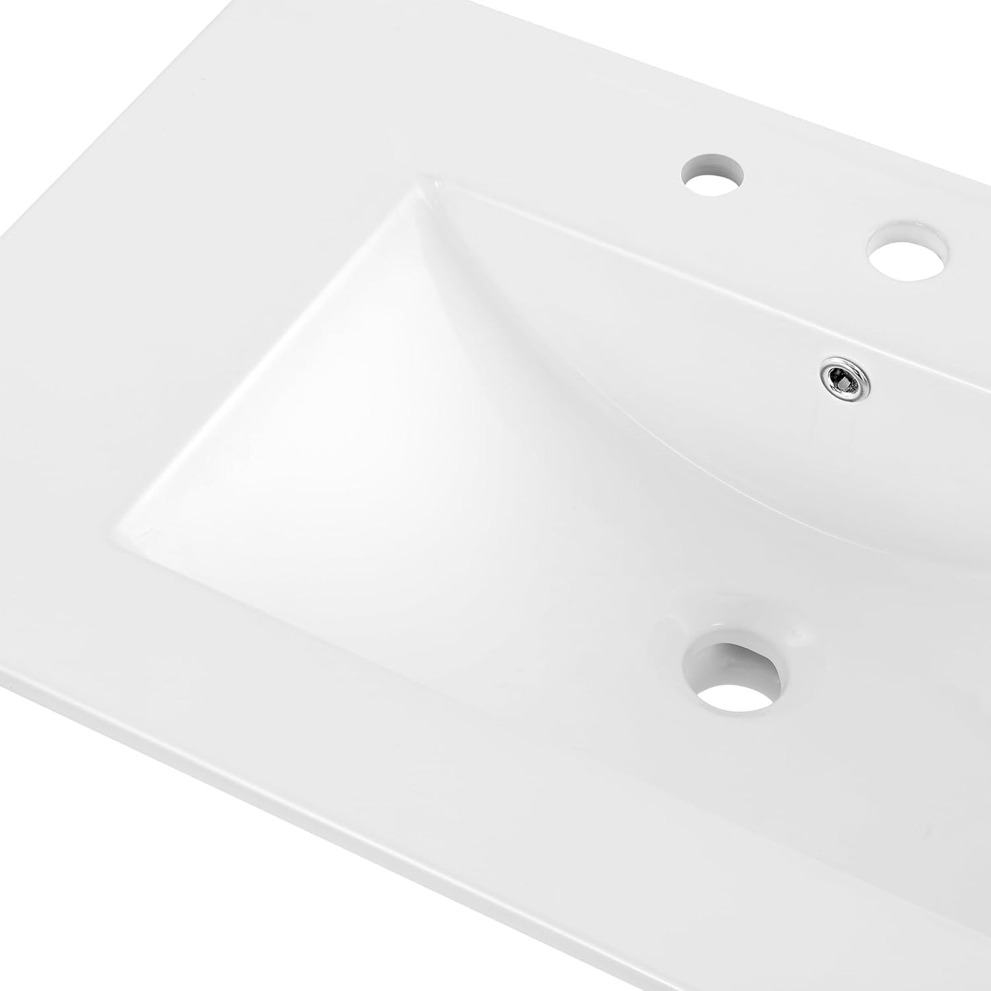 ROOMTEC JONATHAN Y SNK1002A Ancillary 3-Hole 30 in. W x 18.25 in. D Classic Contemporary Rectangular Ceramic Single Sink Basin Vanity Top, White