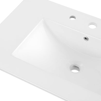 ROOMTEC JONATHAN Y SNK1002A Ancillary 3-Hole 30 in. W x 18.25 in. D Classic Contemporary Rectangular Ceramic Single Sink Basin Vanity Top, White