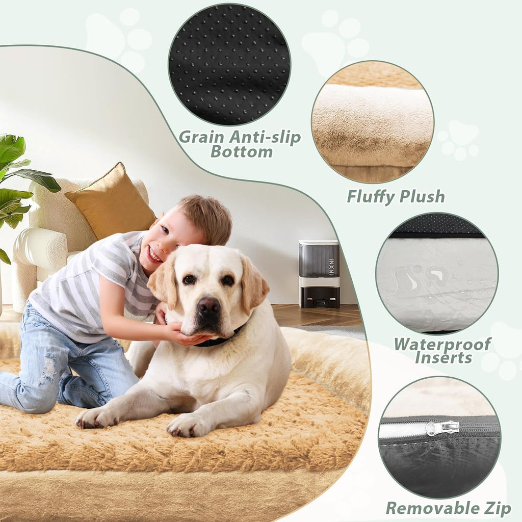 ROOMTEC Orthopedic Dog Bed for Large Dog,Memory Foam XL Extra Large Dog Bed with Stickable Design Waterproof Dog Couch Bed with Washable Removable Cover(36 in,Grey)