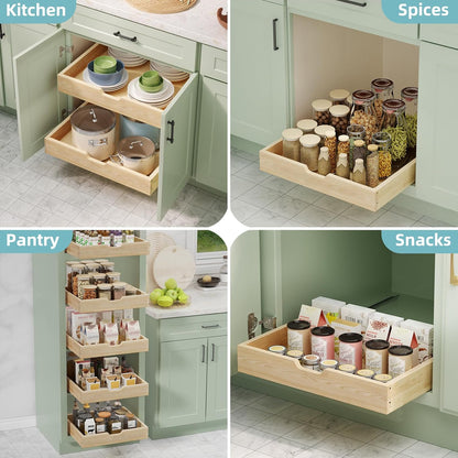 ROOMTEC Pull Out Drawers for Cabinets, 22½” W x 21” D Soft Close Slide Out Drawers for Kitchen Cabinets, Cabinet Pull Out Shelves Requires At Least 23.5” Cabinet Opening，2PCS