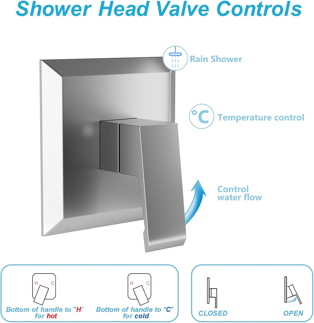 ROOMTEC Shower Tub Kit, Tub and Shower Faucet Set with Single-Spray Shower Head and Tub Spout, Single-Handle Tub and Shower Trim Kit, Chrome (Valve Included)