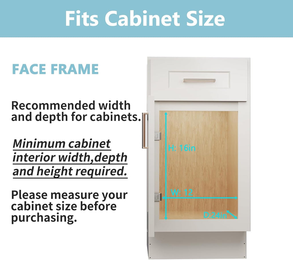 ROOMTEC  2 Tier Pull Out Cabinet Organizer 10½" W x 21½" D, Slide Out Drawers with Wooden Handle, Sliding Shelves Organization and Storage for Kitchen, Pantry