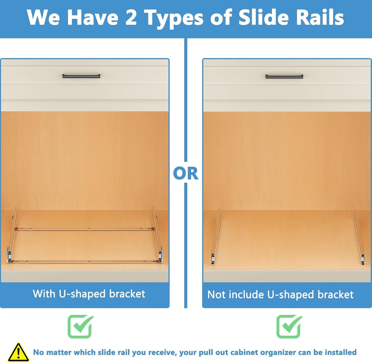 ROOMTEC Under Sink Organizers and Storage 22½” W x 21” D, 2 Tier Pull Out Cabinet Organizer with U Bracket, Adjustable Pull Out Cabinet organizer for Bathroom Kitchen(Right)