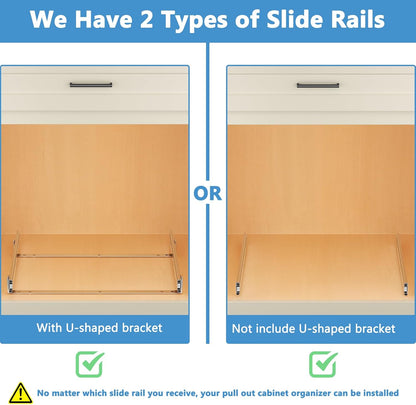 ROOMTEC Under Sink Organizers and Storage 22½” W x 21” D, 2 Tier Pull Out Cabinet Organizer with U Bracket, Adjustable Pull Out Cabinet organizer for Bathroom Kitchen(Right)