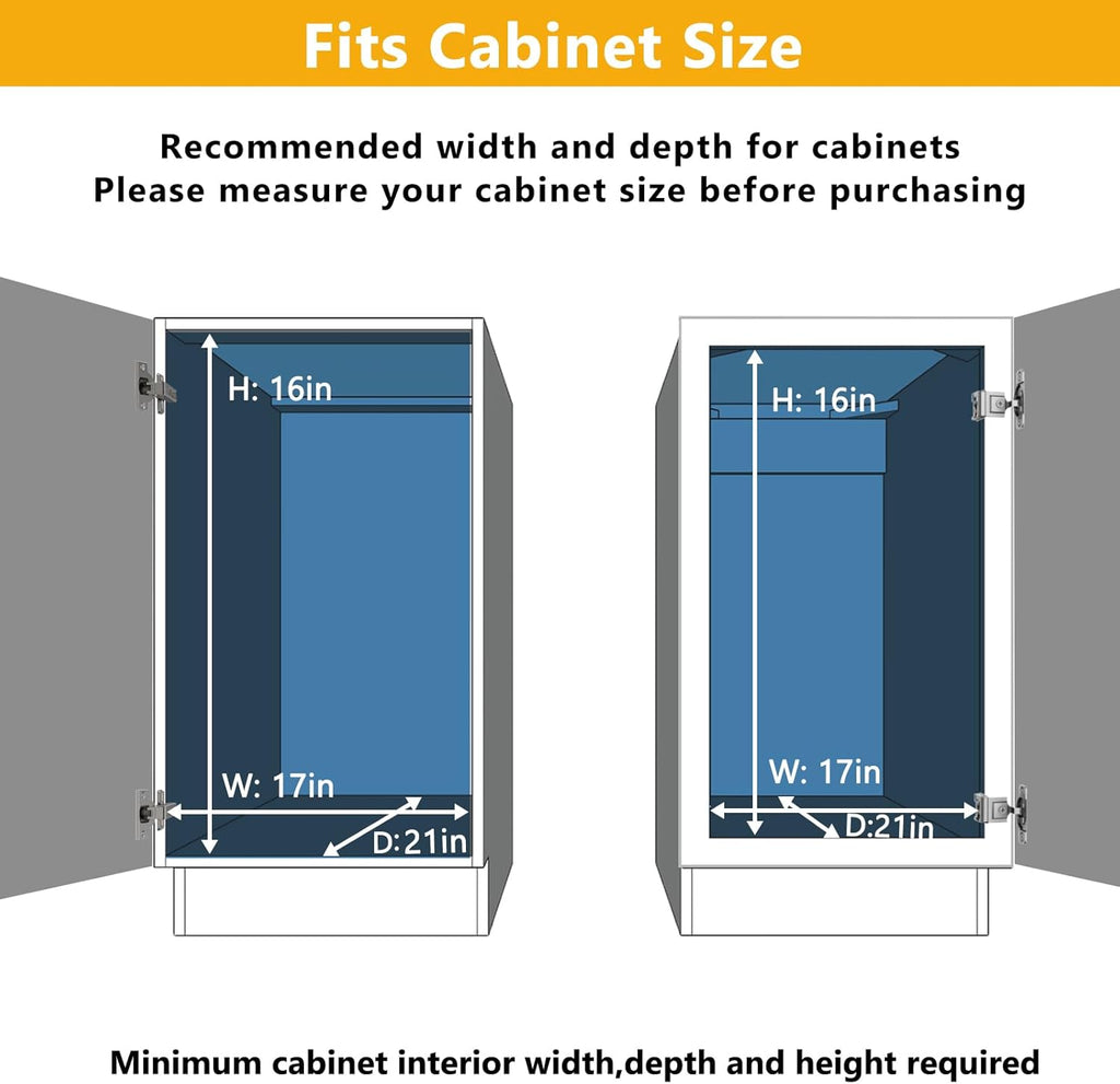 ROOMTEC Slide Out Cabinet Organizer for Kitchen, 2 Tier Pull Out Shelves Sliding Cabinet Organizer and Storage, Chrome (16.5" W x 20.5" D)