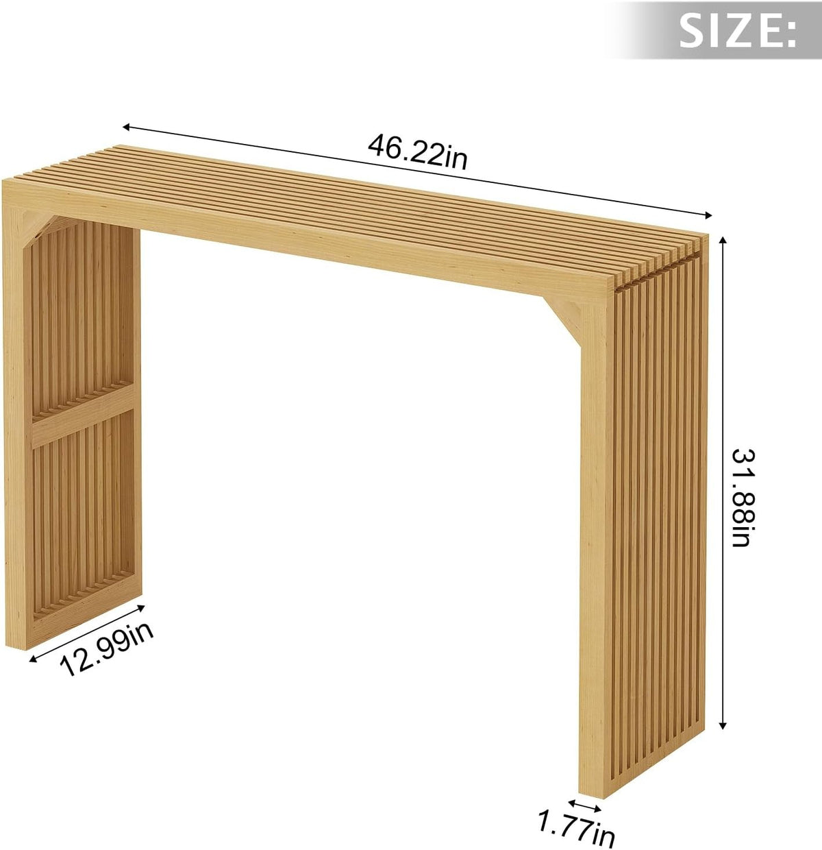 ROOMTEC 18" Dining Bench, Indoor Wood Bench for Entryway,Living Room,Kitchen and Bedroom (Nature, Small Bench)