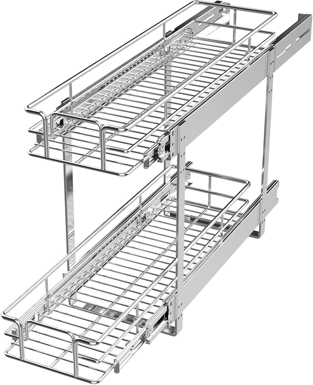 ROOMTEC 2 Tier Individual Pull Out Cabinet Organizer 30" W x 21½" D, Slide Out Kitchen Cabinet Storage Sliding Shelves