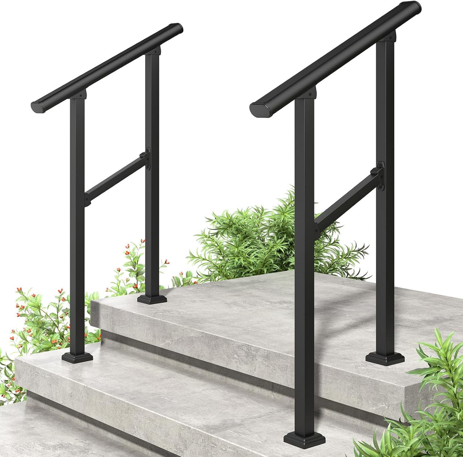 2 Pack 2 Step Handrails for Outdoor Steps, Safety Outdoor Ha – Roomtec