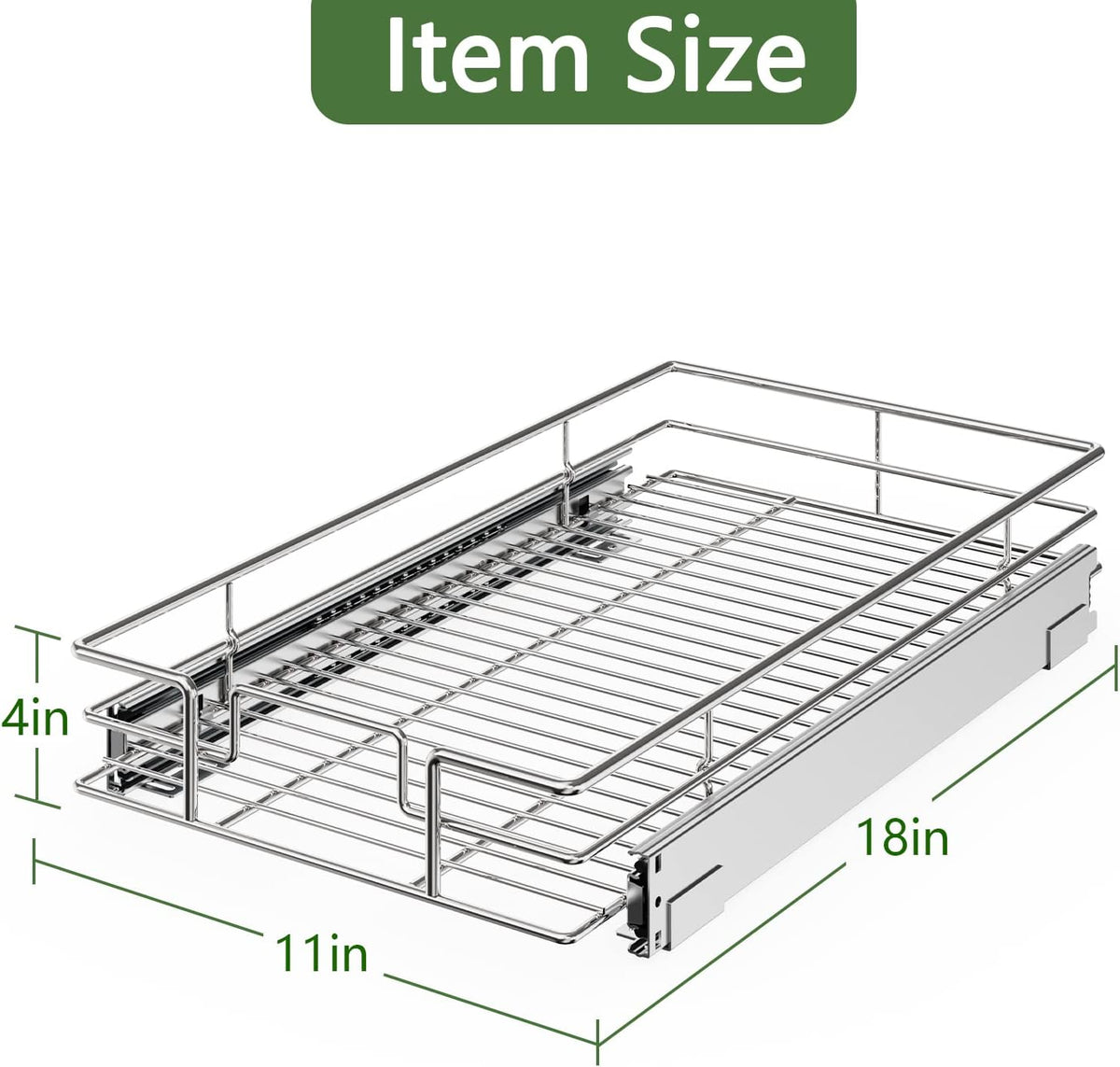 ROOMTEC Pull Out Cabinet Organizer 11"W x 21"D, Kitchen Cabinet Pull Out Shelves Slide Out Storage…