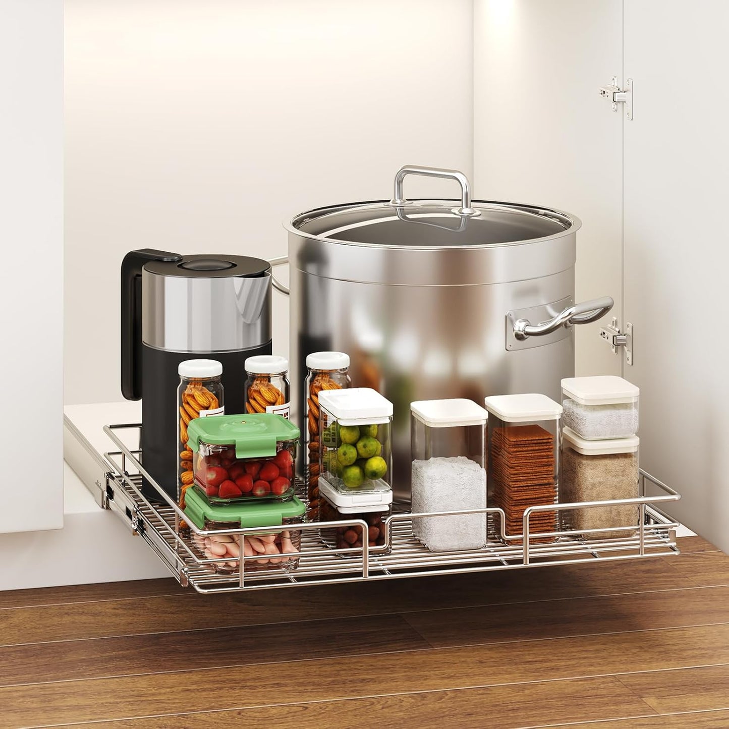 ROOMTEC Pull Out Cabinet Organizer 30" W x 21½" D, Kitchen Cabinet Pull Out Shelves Slide Out Storage