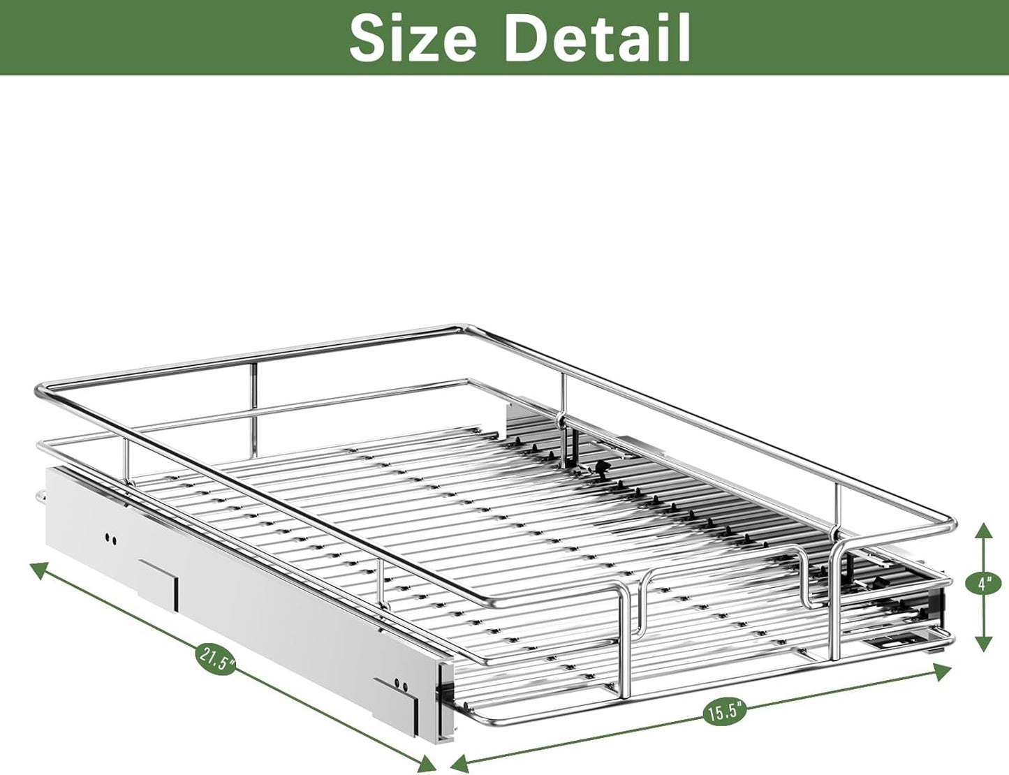 ROOMTEC Pull Out Cabinet Organizer 30" W x 21½" D, Kitchen Cabinet Pull Out Shelves Slide Out Storage