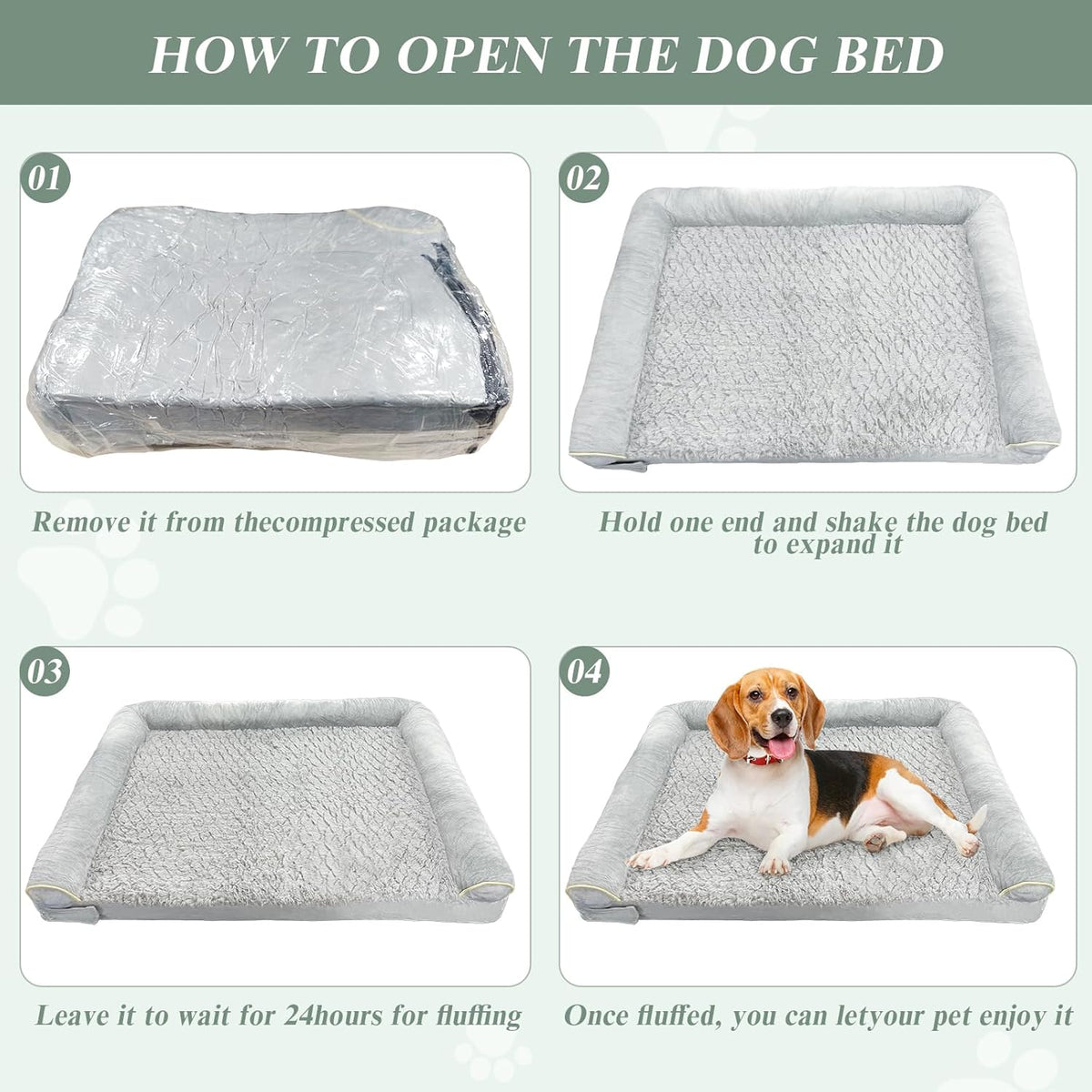 ROOMTEC Orthopedic Dog Bed for Large Dog,Memory Foam XL Extra Large Dog Bed with Stickable Design Waterproof Dog Couch Bed with Washable Removable Cover(36 in,Grey)