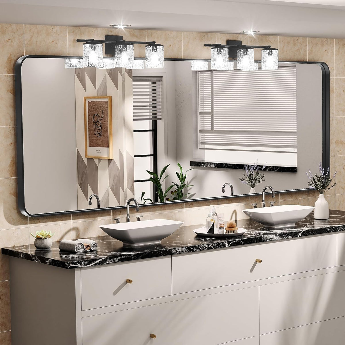 ROOMTEC Gold Bathroom Mirrors for Wall, 20X30 Inch Rounded Rectangle Mirror, Gold Bathroom Vanity Mirror, Metal Framed Wall-Mounted Mirror,Tempered Glass,（Horizontally or Vertically