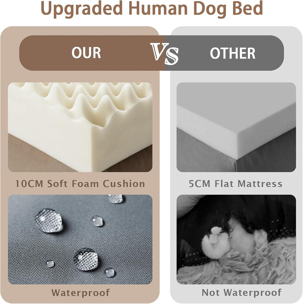ROOMTEC Orthopedic Dog Bed for Large Dog,Memory Foam XL Extra Large Dog Bed with Stickable Design Waterproof Dog Couch Bed with Washable Removable Cover(36 in,Grey)