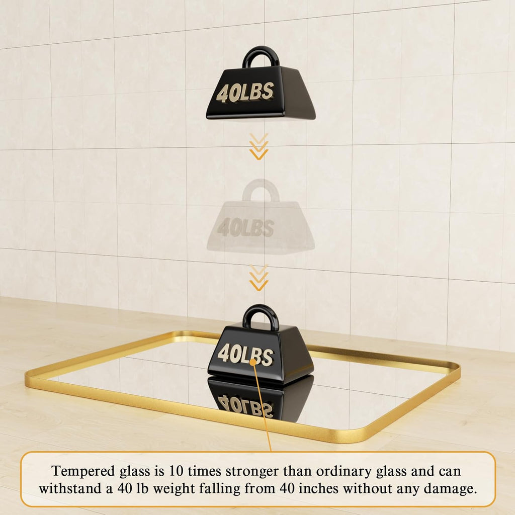 ROOMTEC Gold Bathroom Mirrors for Wall, 20X30 Inch Rounded Rectangle Mirror, Gold Bathroom Vanity Mirror, Metal Framed Wall-Mounted Mirror,Tempered Glass,（Horizontally or Vertically
