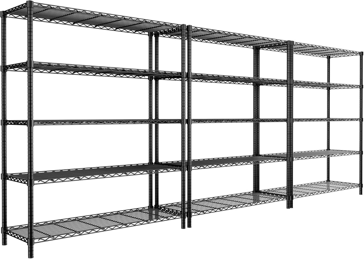 Roomtec Storage Shelves Heavy Duty, 48" L x 20" W x 72" H Garage Wire Shelving Unit Loads 2000LBS, 5-tier Adjustable Metal Industrial Utility Shelf Rack for Kitchen, Laundry Room, Pantry, Warehouse, Basement