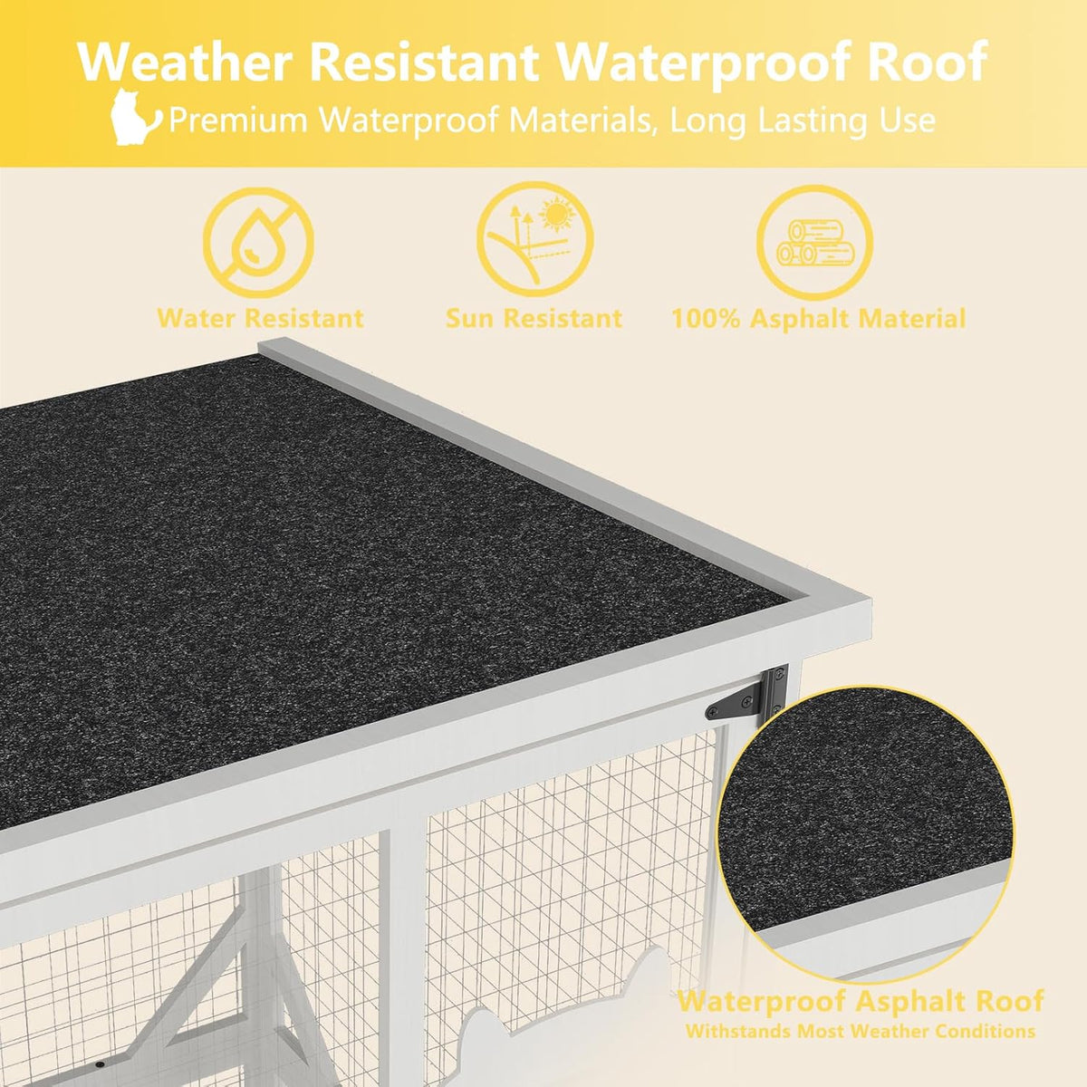ROOMTEC Catio Outdoor Cat Enclosure with Roof 71" Height Large Cat House Cat Wooden Cage with 3 Jumping Platforms and 1 Napping Houses for Cat Activity (Grey)