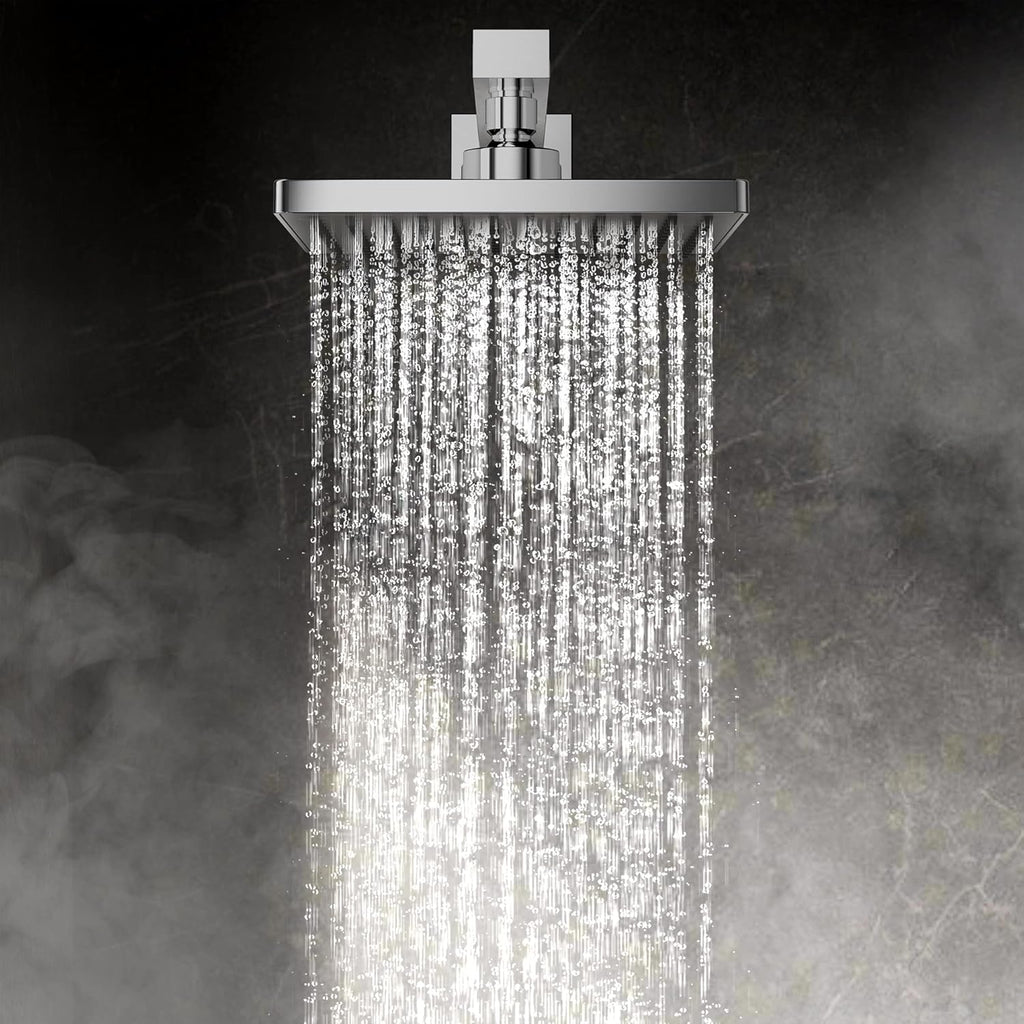 ROOMTEC Rainfall Shower System High Pressure 8 inch Shower Head Hand Held Shower Head Bathroom Luxury Rain Mixer Shower Complete Combo Set Wall Mounted, Chrome (Valve Included)