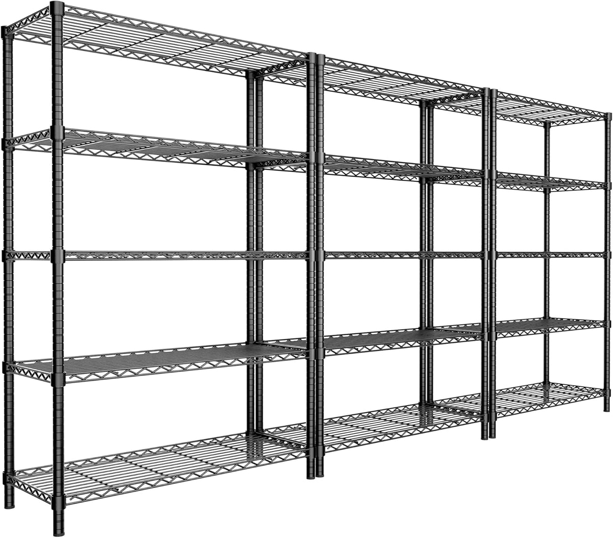 Roomtec Storage Shelves Heavy Duty, 48" L x 20" W x 72" H Garage Wire Shelving Unit Loads 2000LBS, 5-tier Adjustable Metal Industrial Utility Shelf Rack for Kitchen, Laundry Room, Pantry, Warehouse, Basement