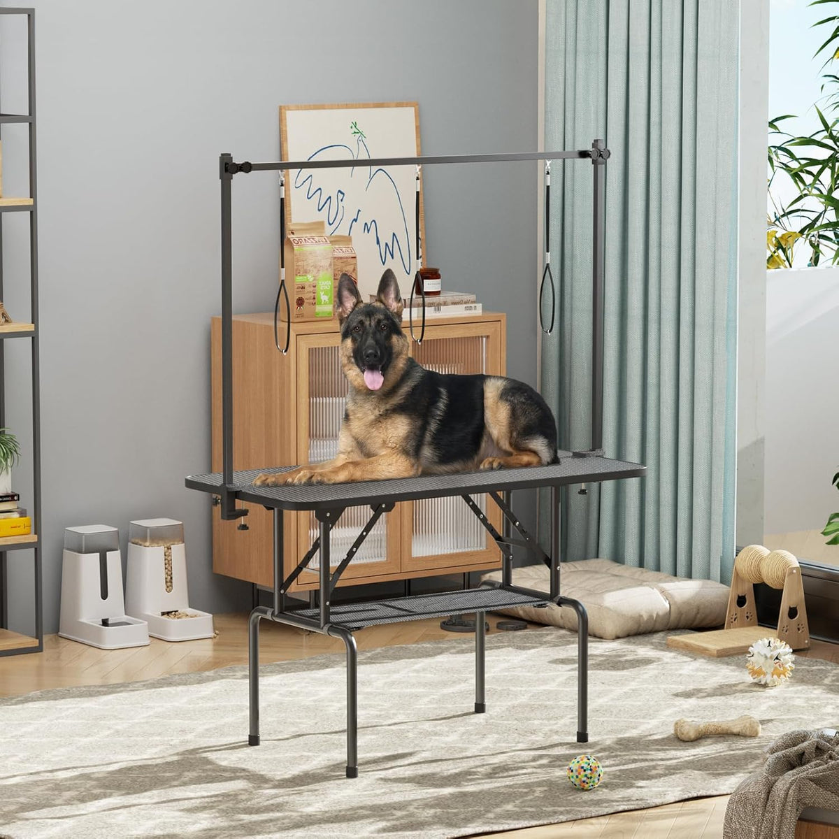 ROOMTEC 36 Inch Dog Grooming Table,Foldable Pet Grooming Tables at Home with Adjustable Arm,Nooses, Mesh Tray