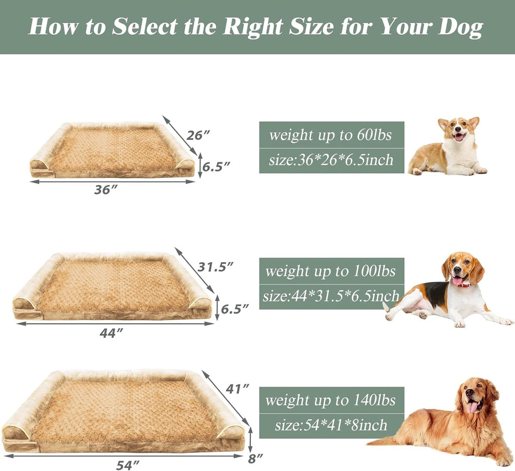ROOMTEC Orthopedic Dog Bed for Large Dog,Memory Foam XL Extra Large Dog Bed with Stickable Design Waterproof Dog Couch Bed with Washable Removable Cover(36 in,Grey)