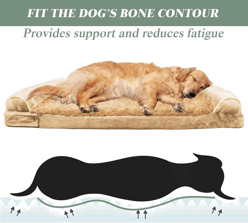 ROOMTEC Orthopedic Dog Bed for Large Dog,Memory Foam XL Extra Large Dog Bed with Stickable Design Waterproof Dog Couch Bed with Washable Removable Cover(36 in,Grey)