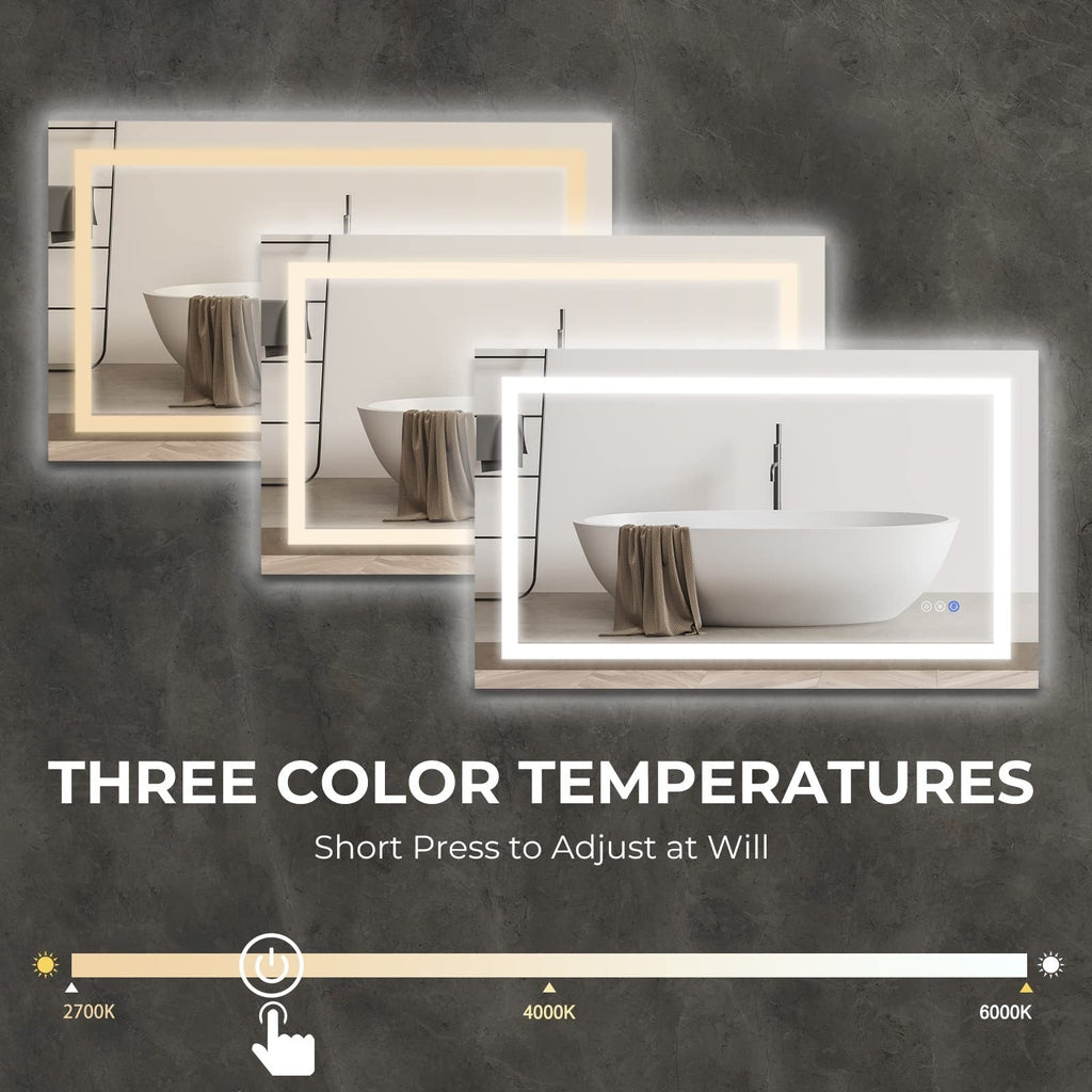 Frameless Frosted Square Led Bathroom Mirrors with Dimmable Lights Small