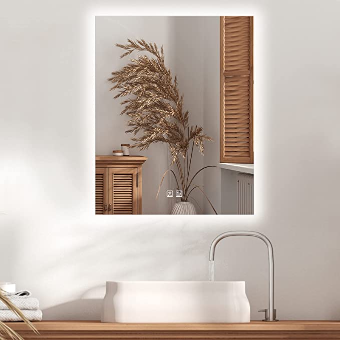 Frameless Square LED Backlit Bathroom Mirror with Dimmable Lights