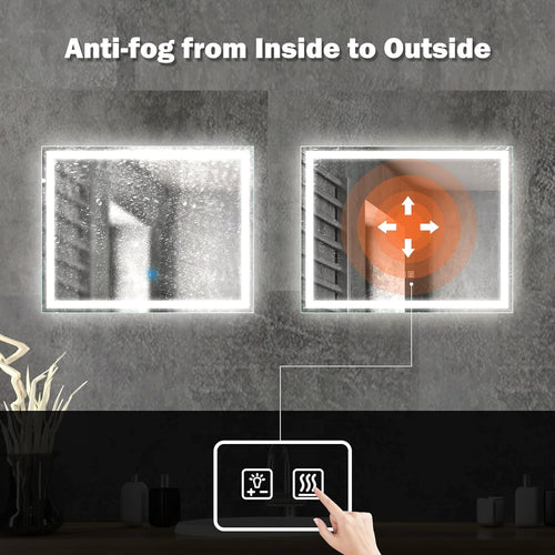 Frameless Frosted Square Led Bathroom Mirrors with Dimmable Lights Lager