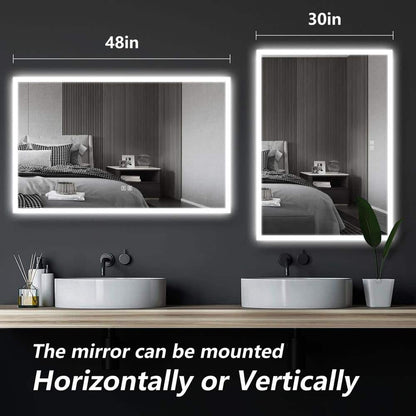 Frameless Rectangular Led Bathrooms Mirrors with Dimmable Lights