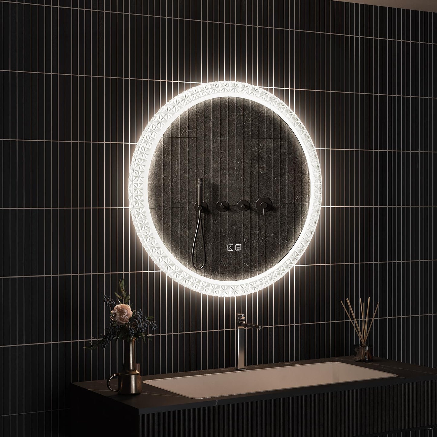Round Acrylic LED Bathroom Mirror