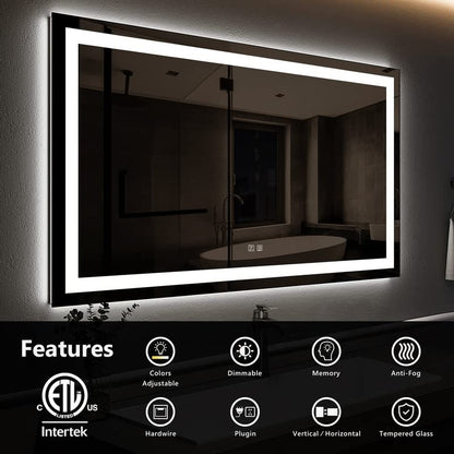 Frameless Frosted Square Led Bathroom Mirrors with Dimmable Lights