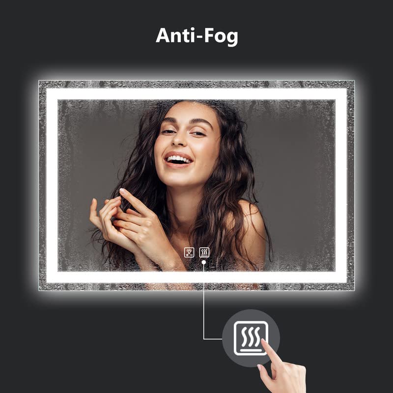 Frameless Frosted Square Led Bathroom Mirrors with Dimmable Lights Lager