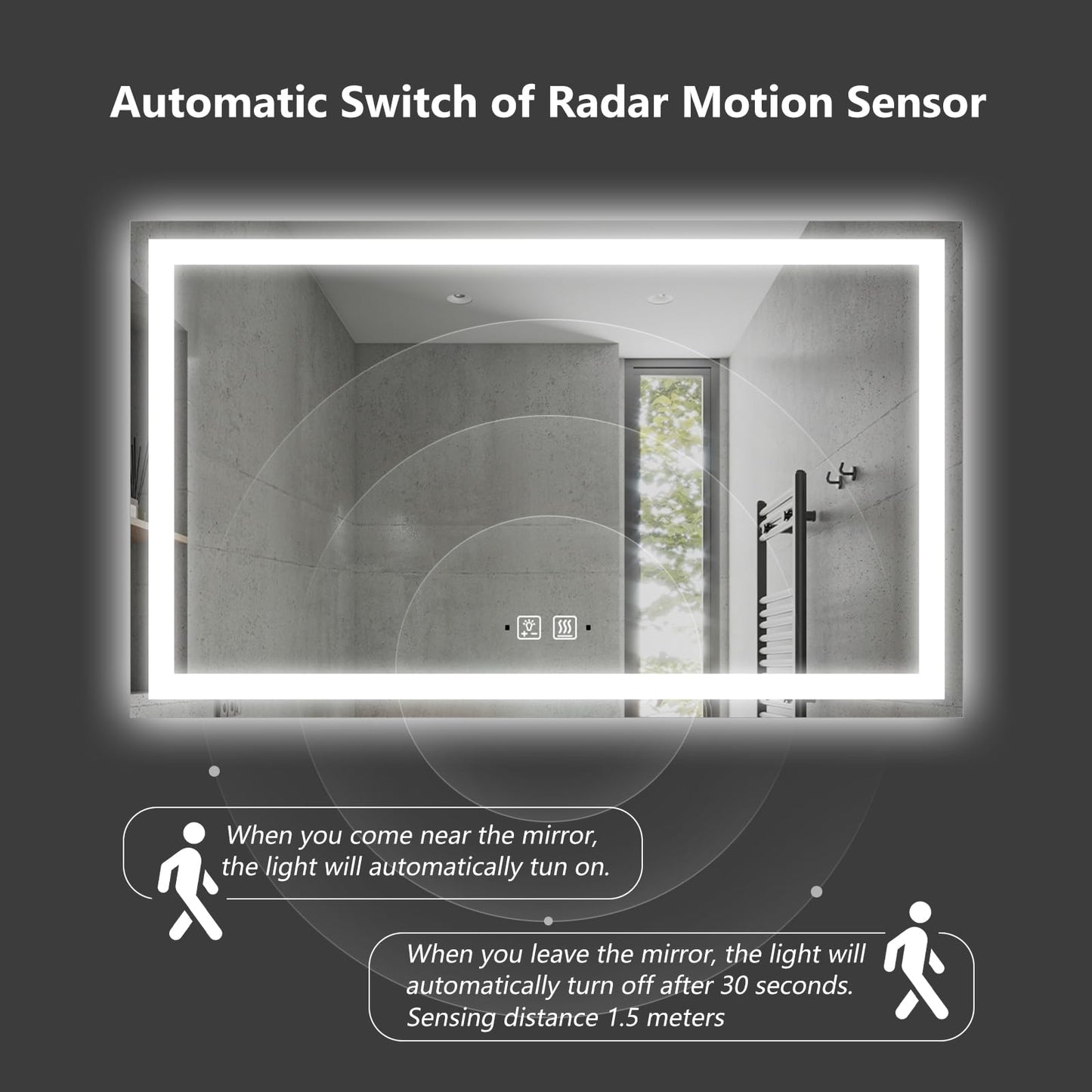 Motion Sensor Frameless LED Smart Bathroom Mirror