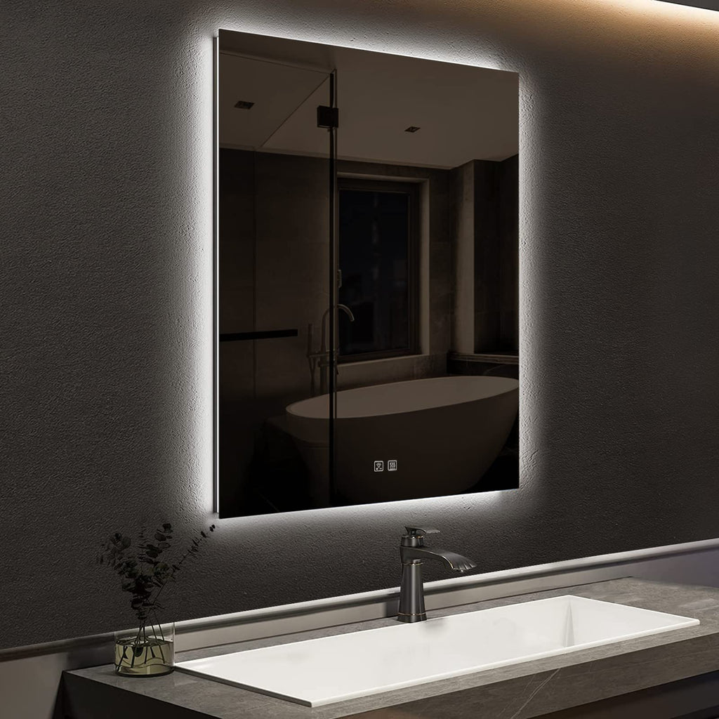 Frameless Square LED Backlit Bathroom Mirror with Dimmable Lights
