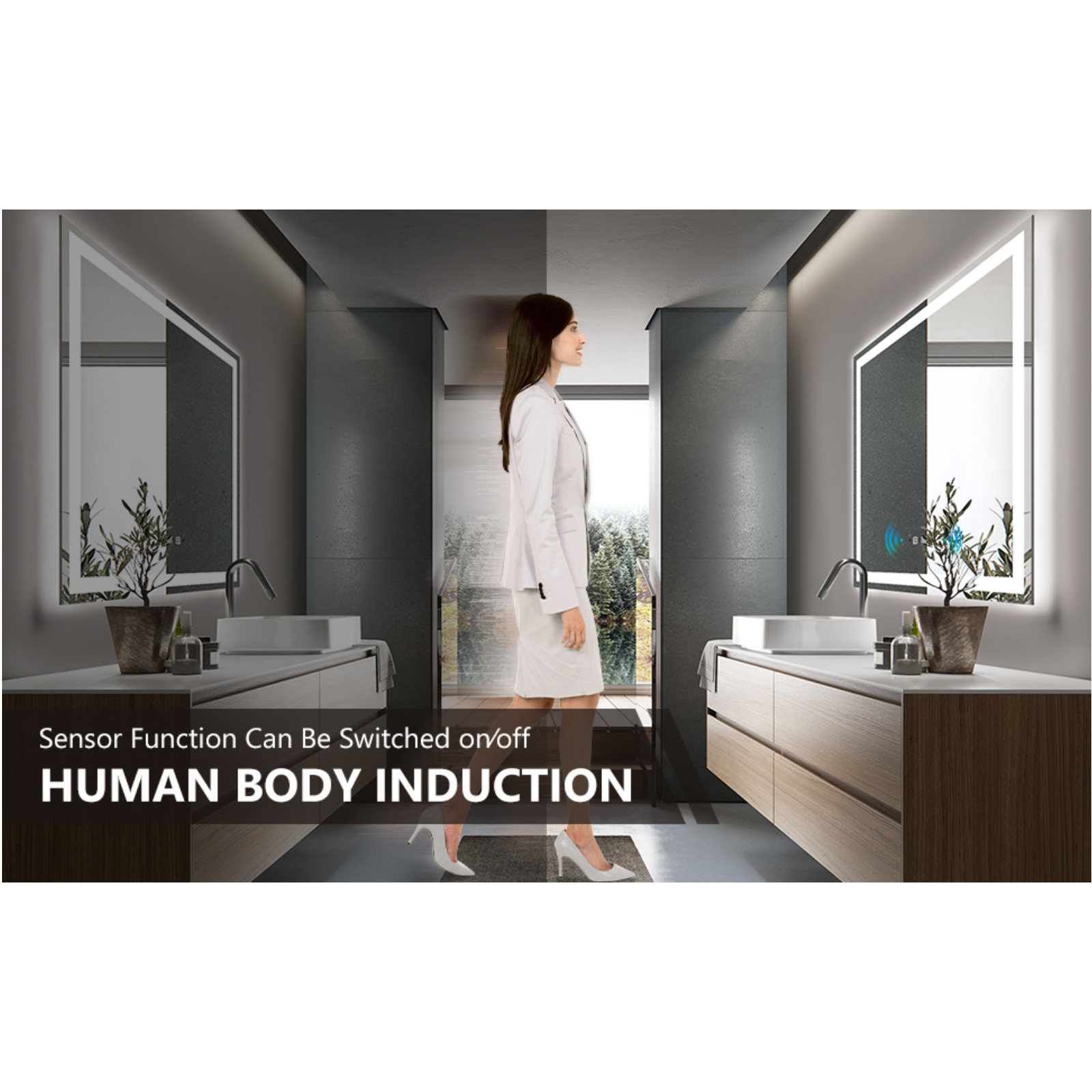 Motion Sensor Frameless LED Smart Bathroom Mirror – Roomtec